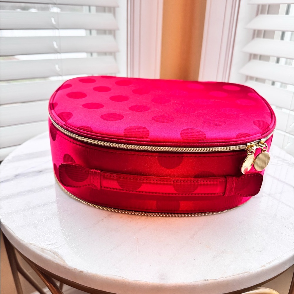 Estée Lauder Red Makeup Pouch Train Case with Gold Charm